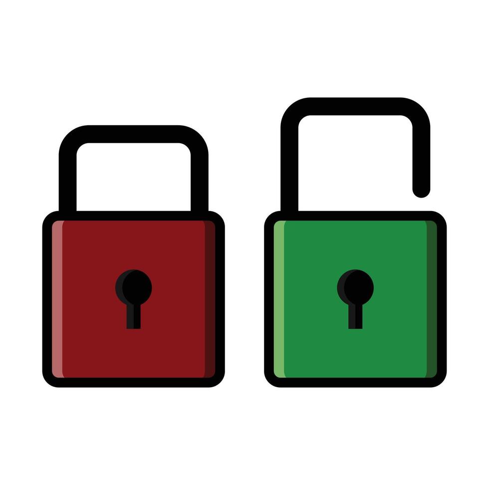 illustration of locked and open padlock vector
