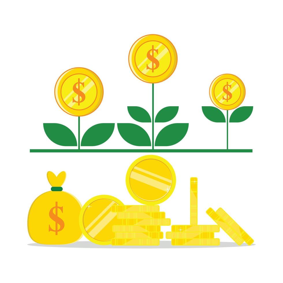 illustration of investment and getting profit vector