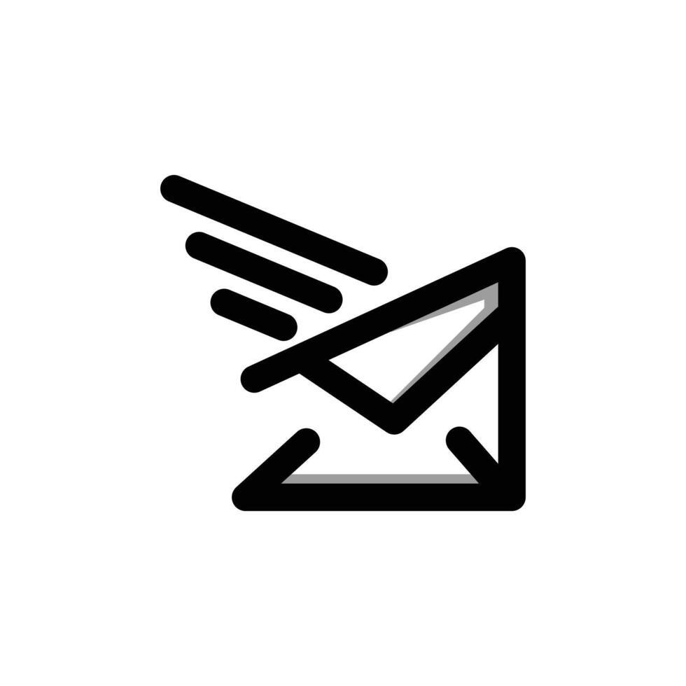 illustration of simple outline flying envelope icon vector