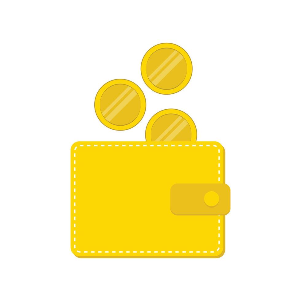 illustration of a wallet containing dollar coins vector