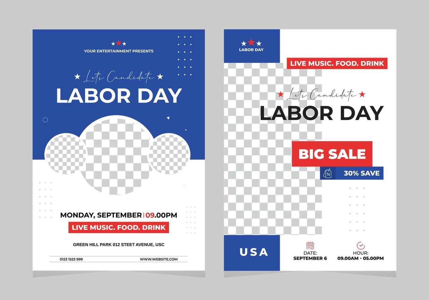 Labor Day flyer leaflet design template booklet vector