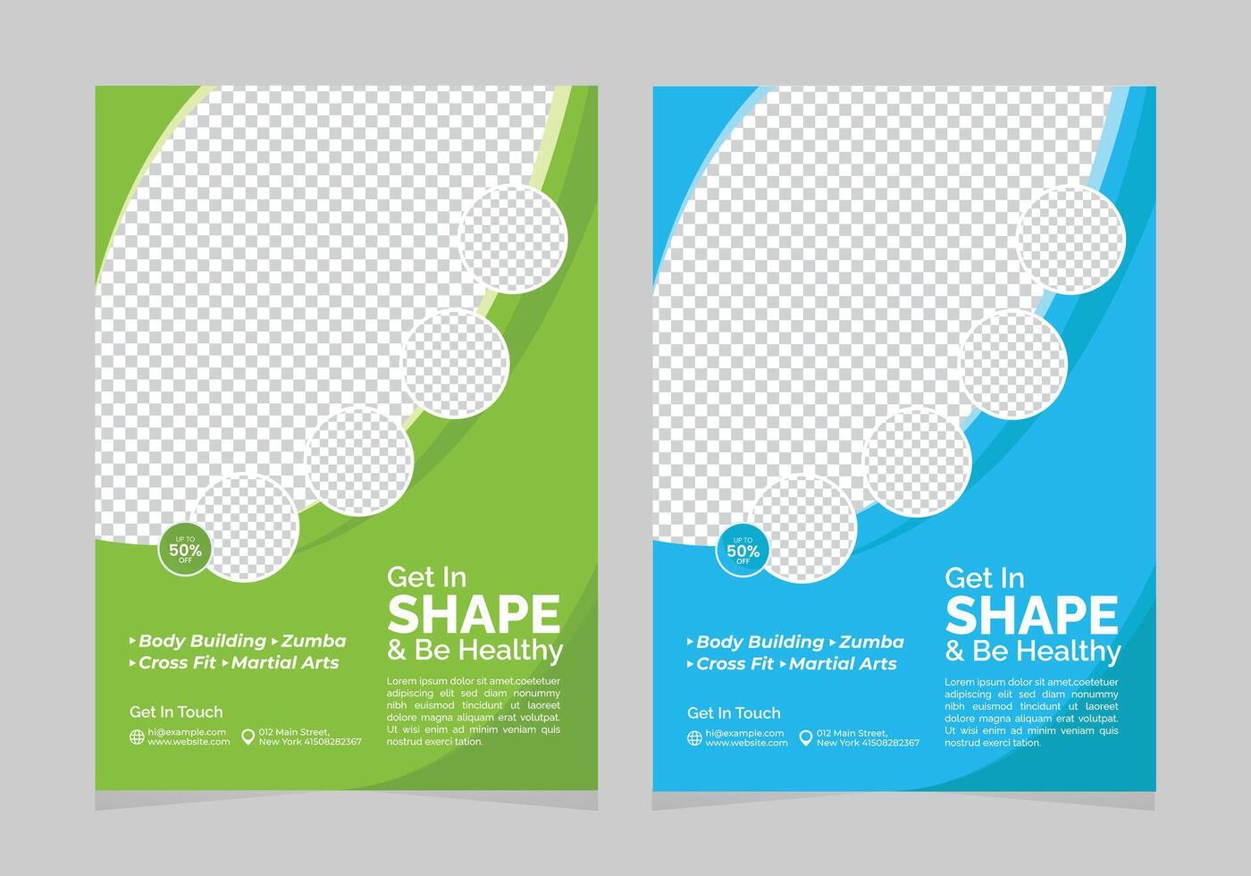 Collection of Fitness Gym Flyer Template A4 Design vector