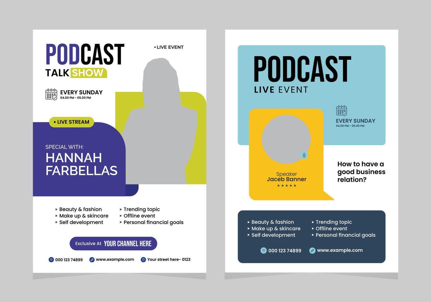 business podcast live event flyer design poster template vector