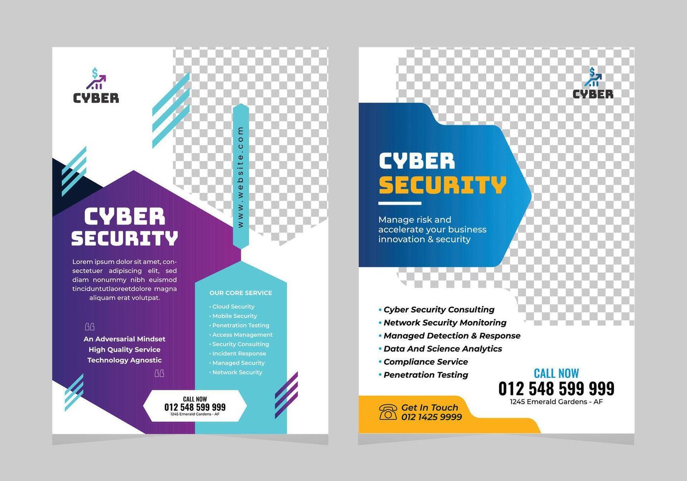 Cyber security flyer template design vector
