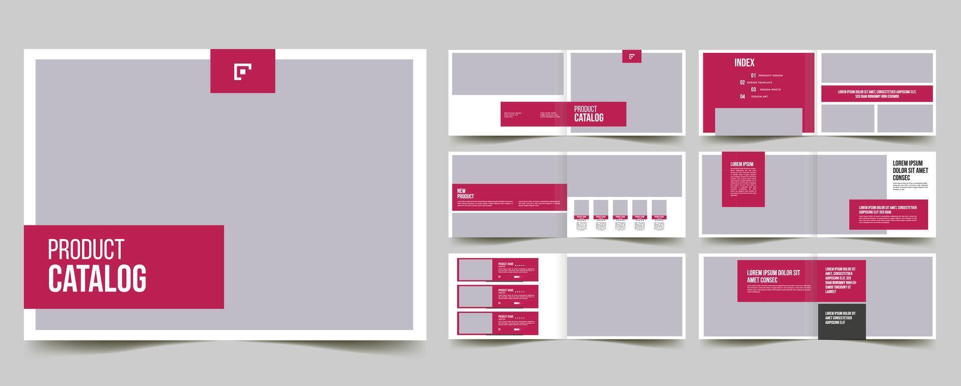 company product catalog landscape portfolio layout, page catalog brochure with premium product price list vector