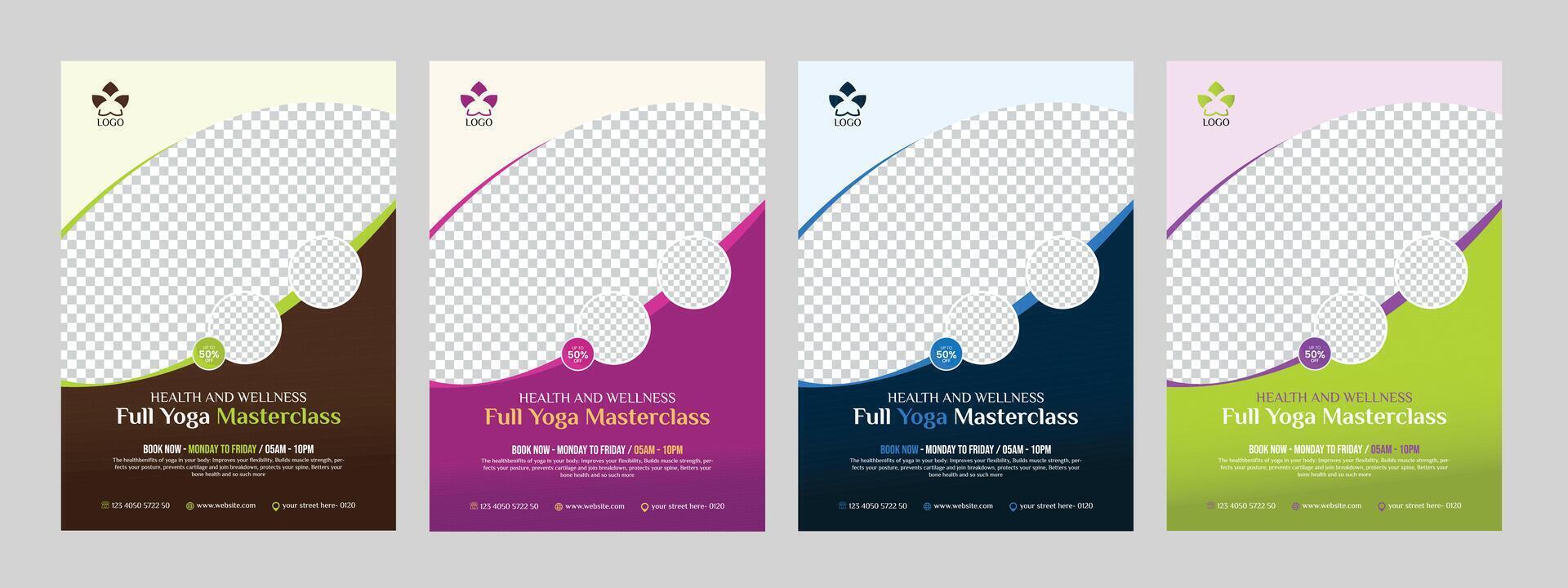 Yoga Flyer Design Template. yoga class brochure cover leaflet premium layout design vector