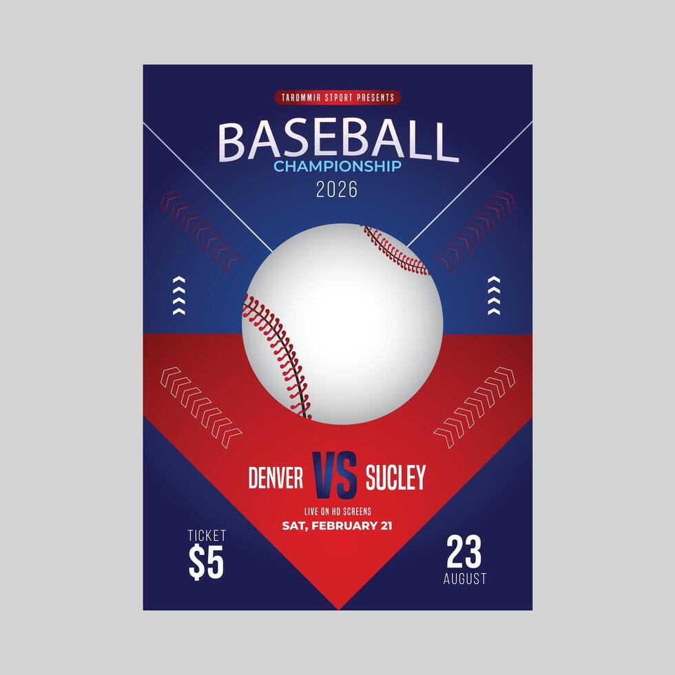 Baseball flyer design template with sport event league poster leaflet brochure cover vector