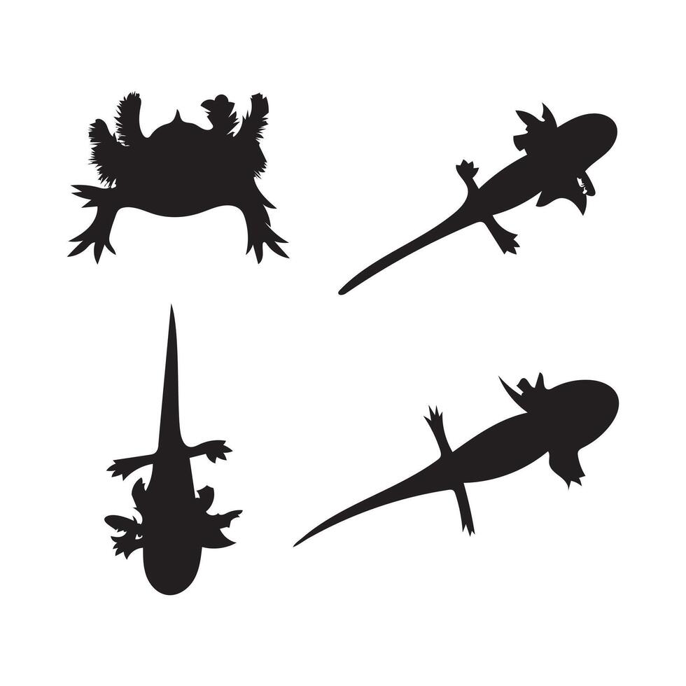 axolotl silhouette set collection isolated white background vector