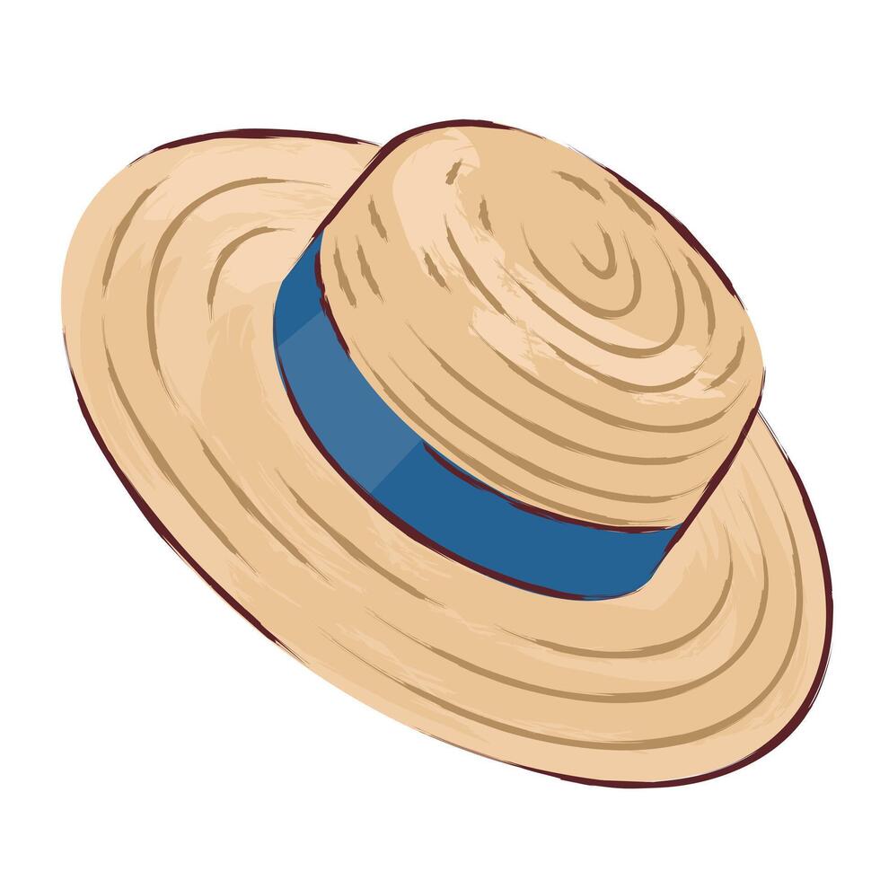 STRAW BEACH HAT vector