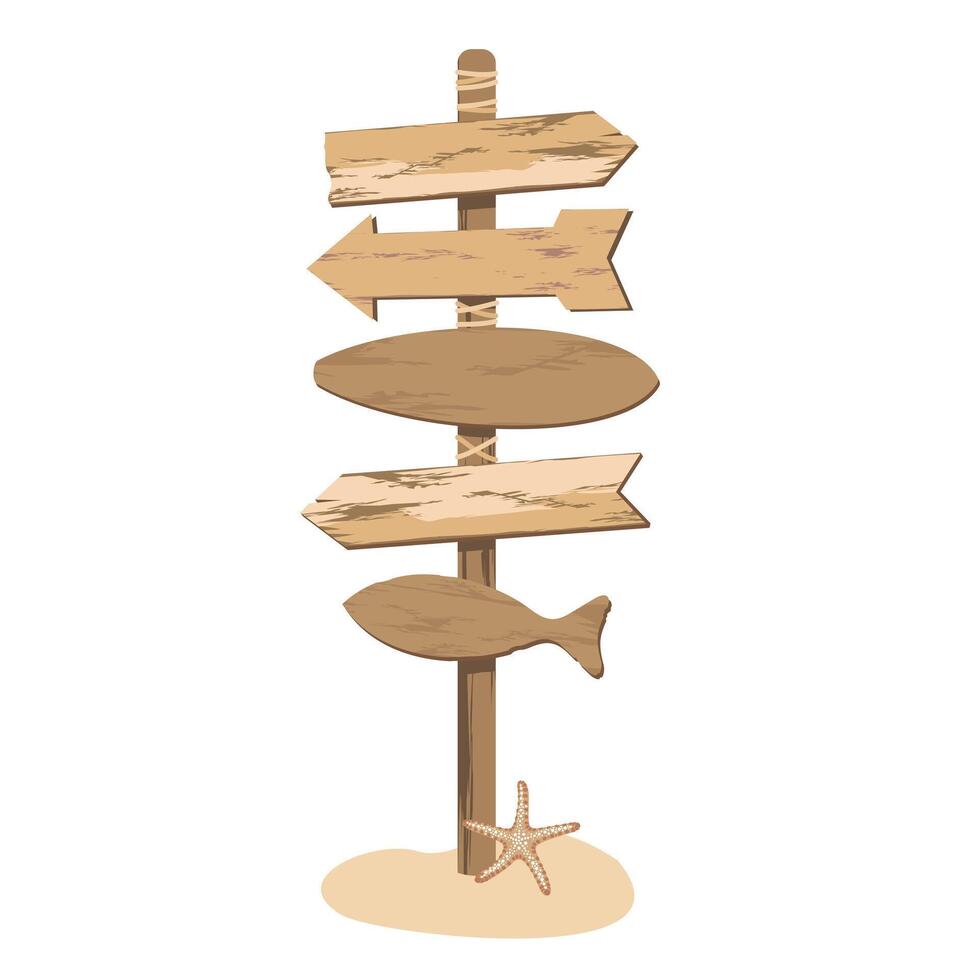 BEACH WOODEN SIGNPOST vector