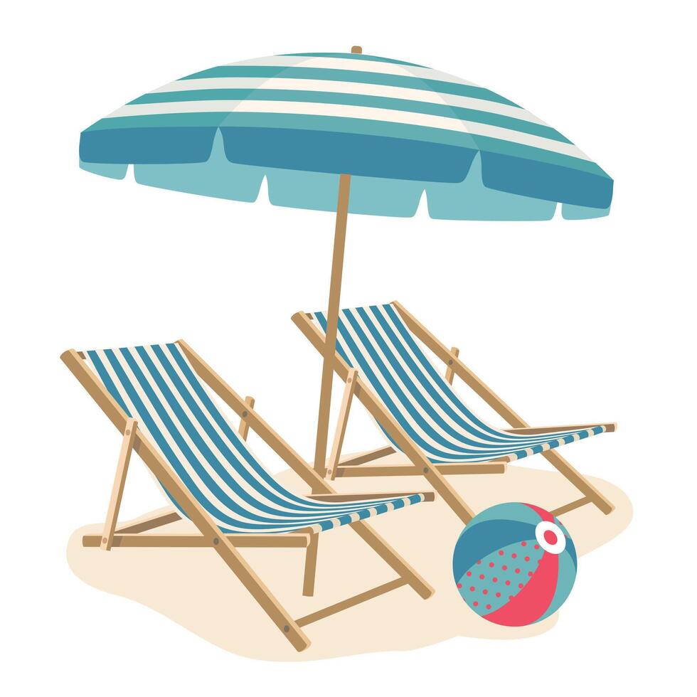 BEACH CHAIRS UMBRELLA vector