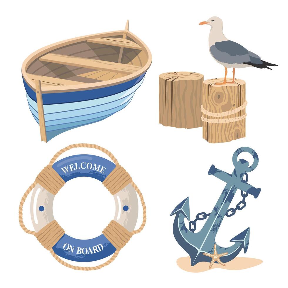 NAUTICAL ANCHOR BOAT vector