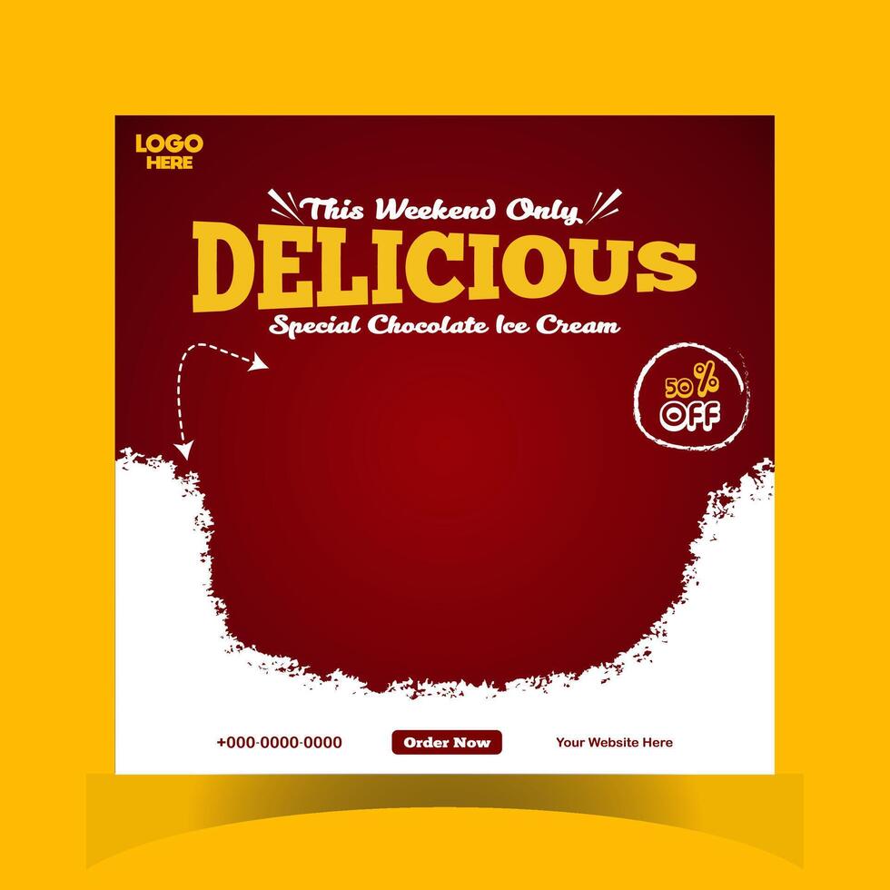 Delicious ice cream social media banner post template design vector