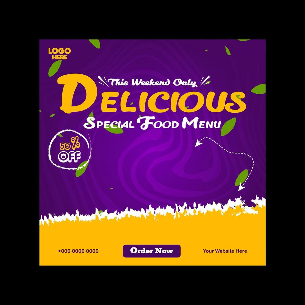 Special delicious food menu and social media banner post template vector