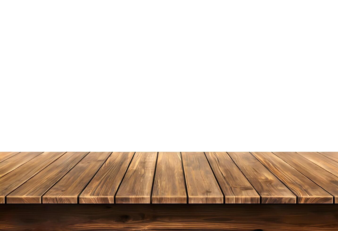 Realistic Wooden Tabletop or Surface Isolated on White Background for Product Display photo