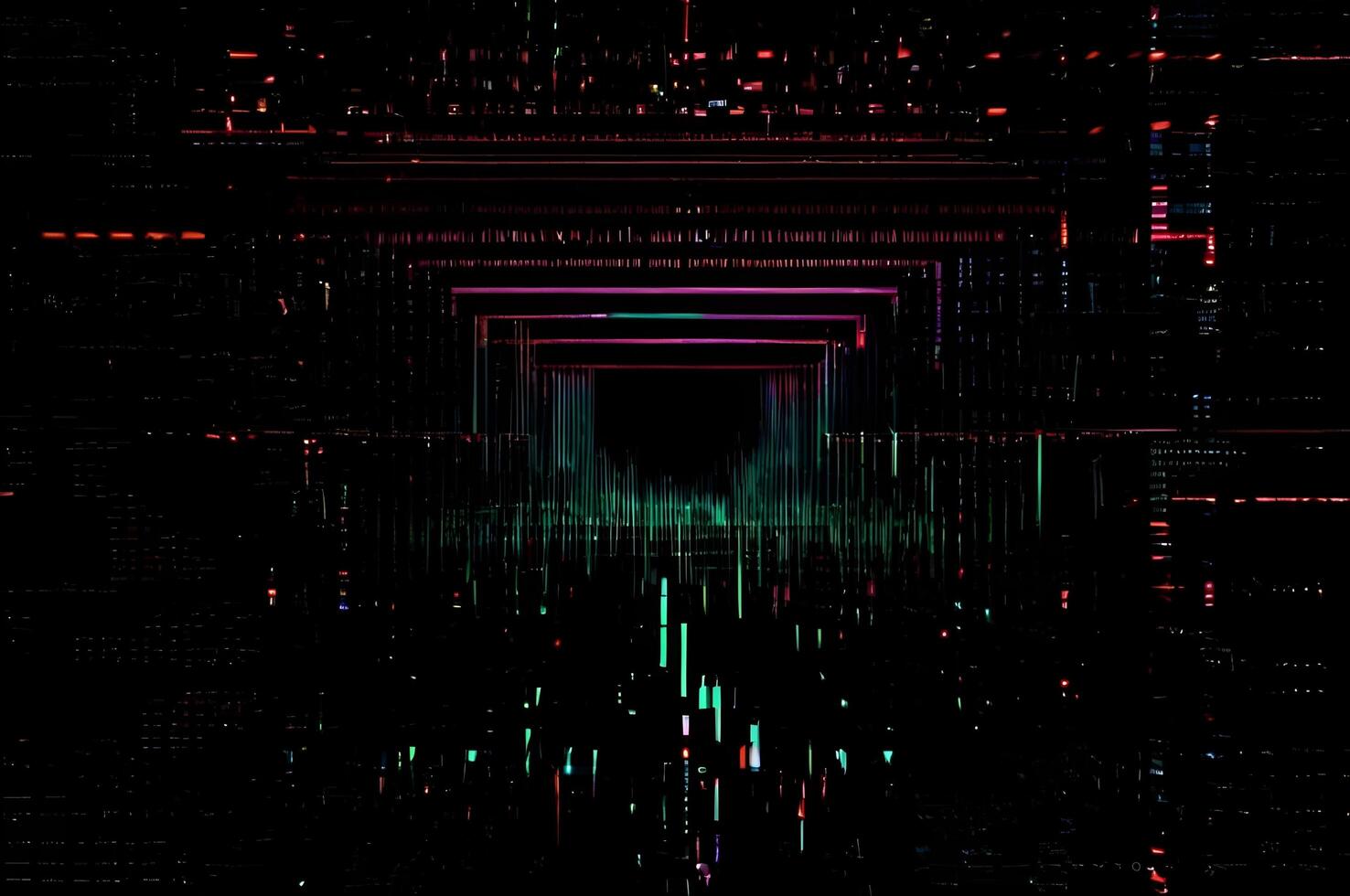 Classic VHS Glitch Overlay Texture on Black Background For Visual Effect photo