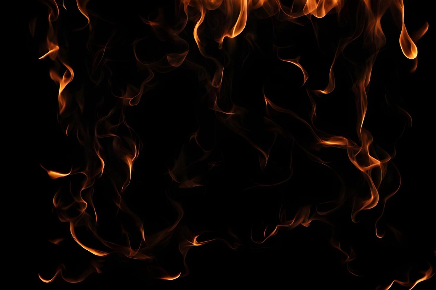 Intense Burning Fire Effect Overlay Image Isolated on Black Background photo