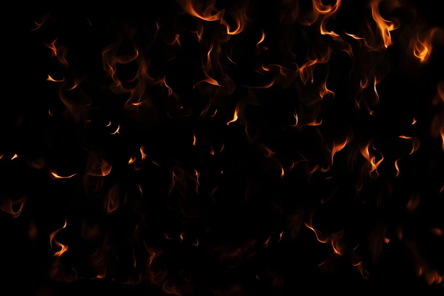 Intense Burning Fire Effect Overlay Image Isolated on Black Background photo