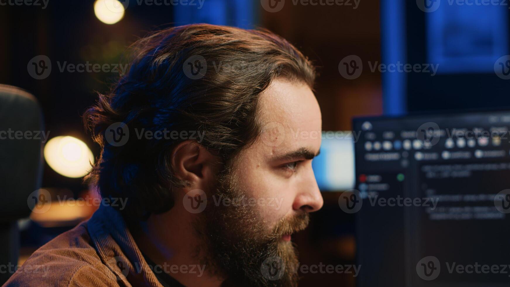 Delighted software programmer having burst of emotion after removing all code bugs. Euphoric IT professional celebrating after solving script errors, feeling ecstatic, camera A photo