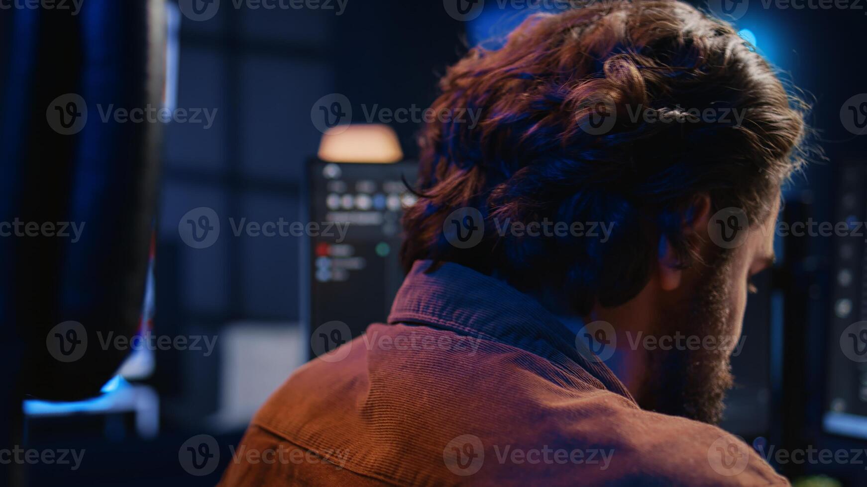 Delighted software programmer having burst of emotion after removing all code bugs. Euphoric IT professional celebrating after solving script errors, feeling ecstatic, camera B photo