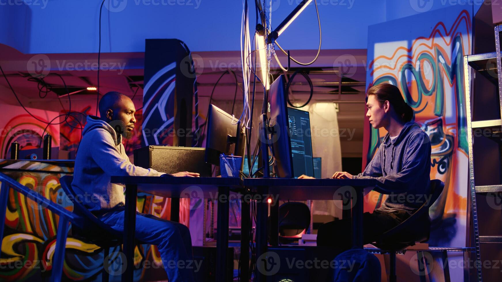 Hacker ready to leave underground hideout and go home after finishing developing zero day exploit undetectable by antivirus software installed on systems, able to successfully trick firewalls photo