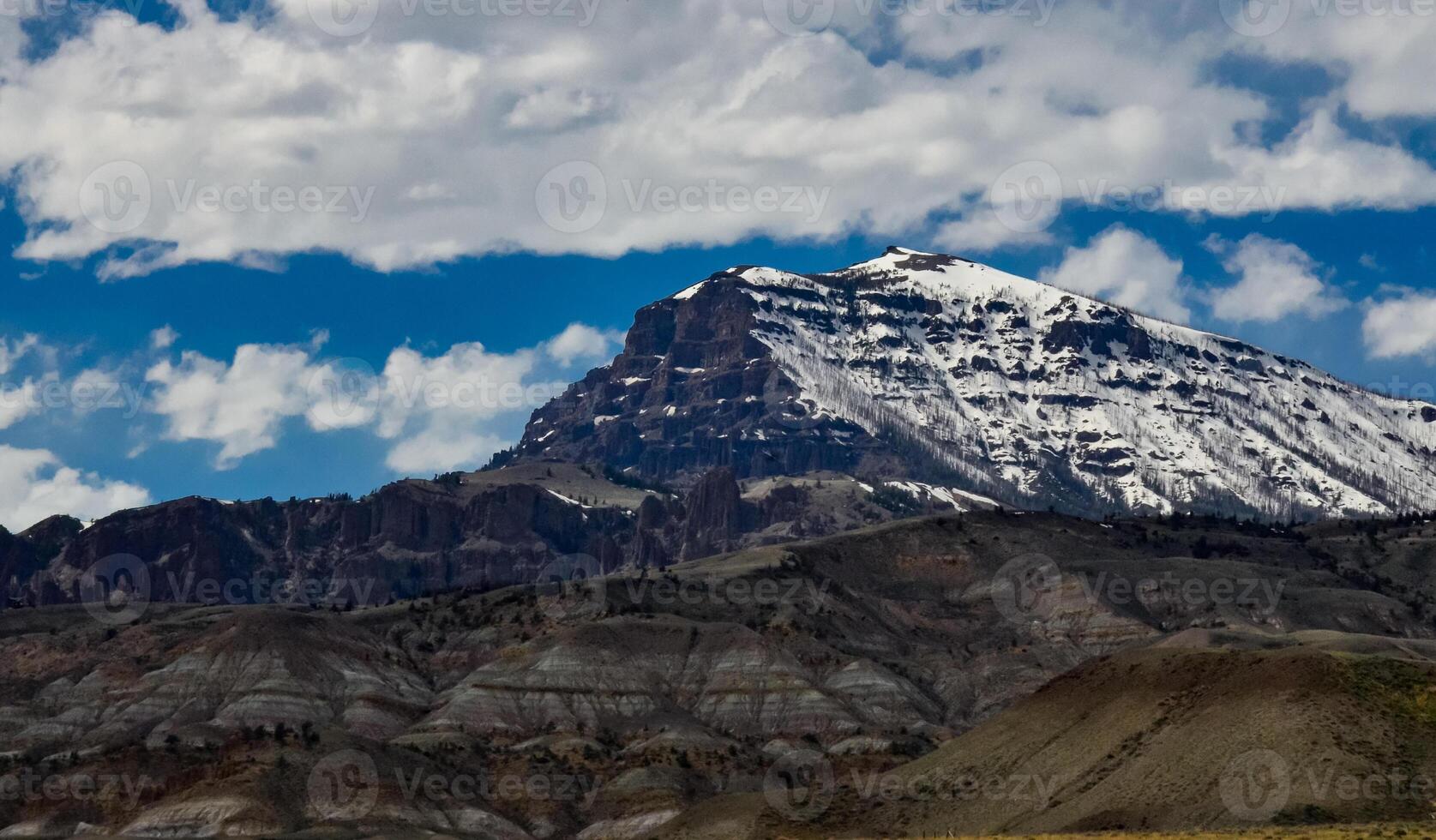 Mountain landscape, snow in the mountains in spring in Montana photo