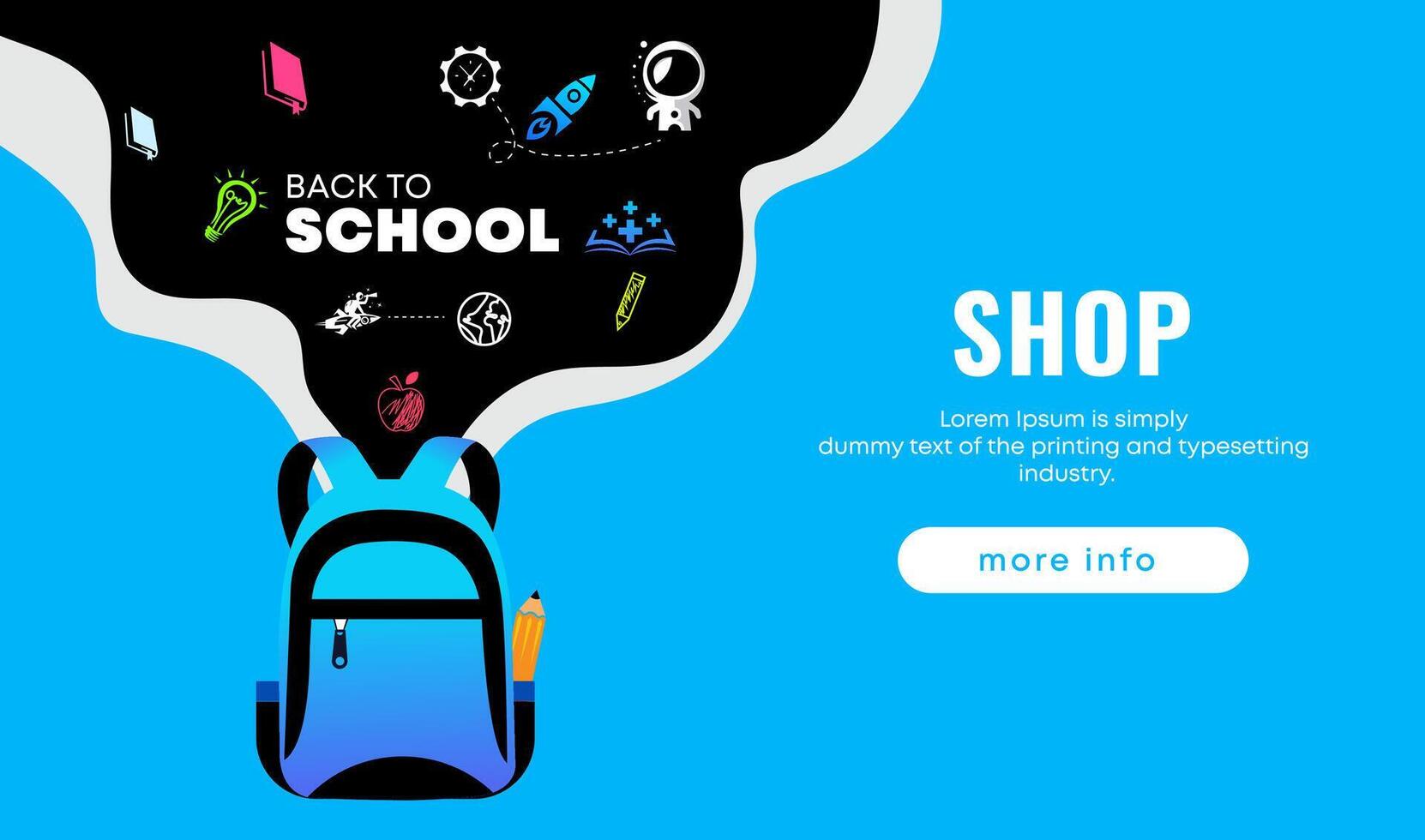 back to school poster, flat design, sale banner vector