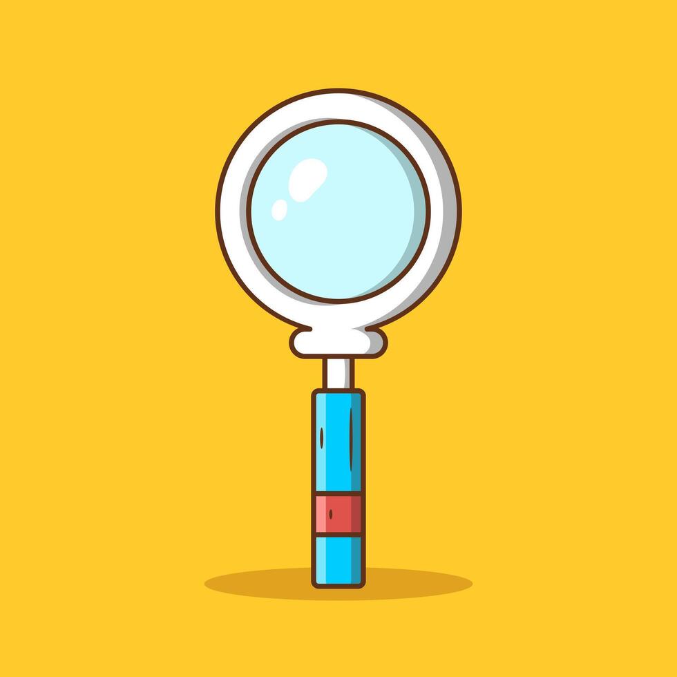 Magnifying glass icon illustration in cartoon style. Science object icon concept isolated premium. Flat illustration. Cartoon style vector