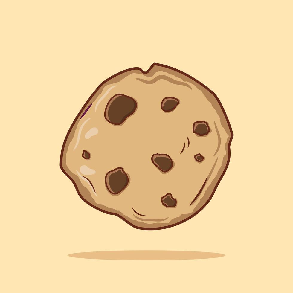 Illustration of a chocolate cookies in cartoon style. Food snack icon concept isolated, Flat design illustration vector