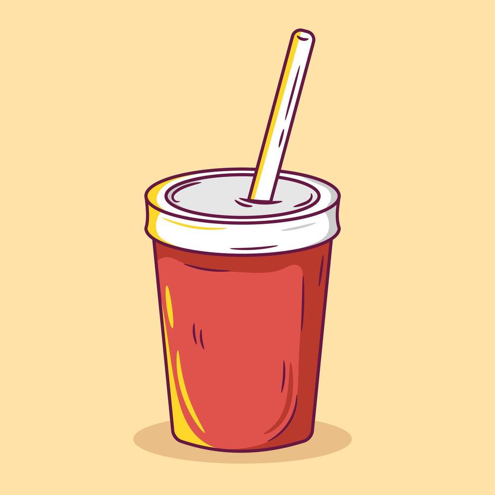 Soda drink flat design illustration in cartoon style. Cold soft drink with cups. Fast food icon concept vector