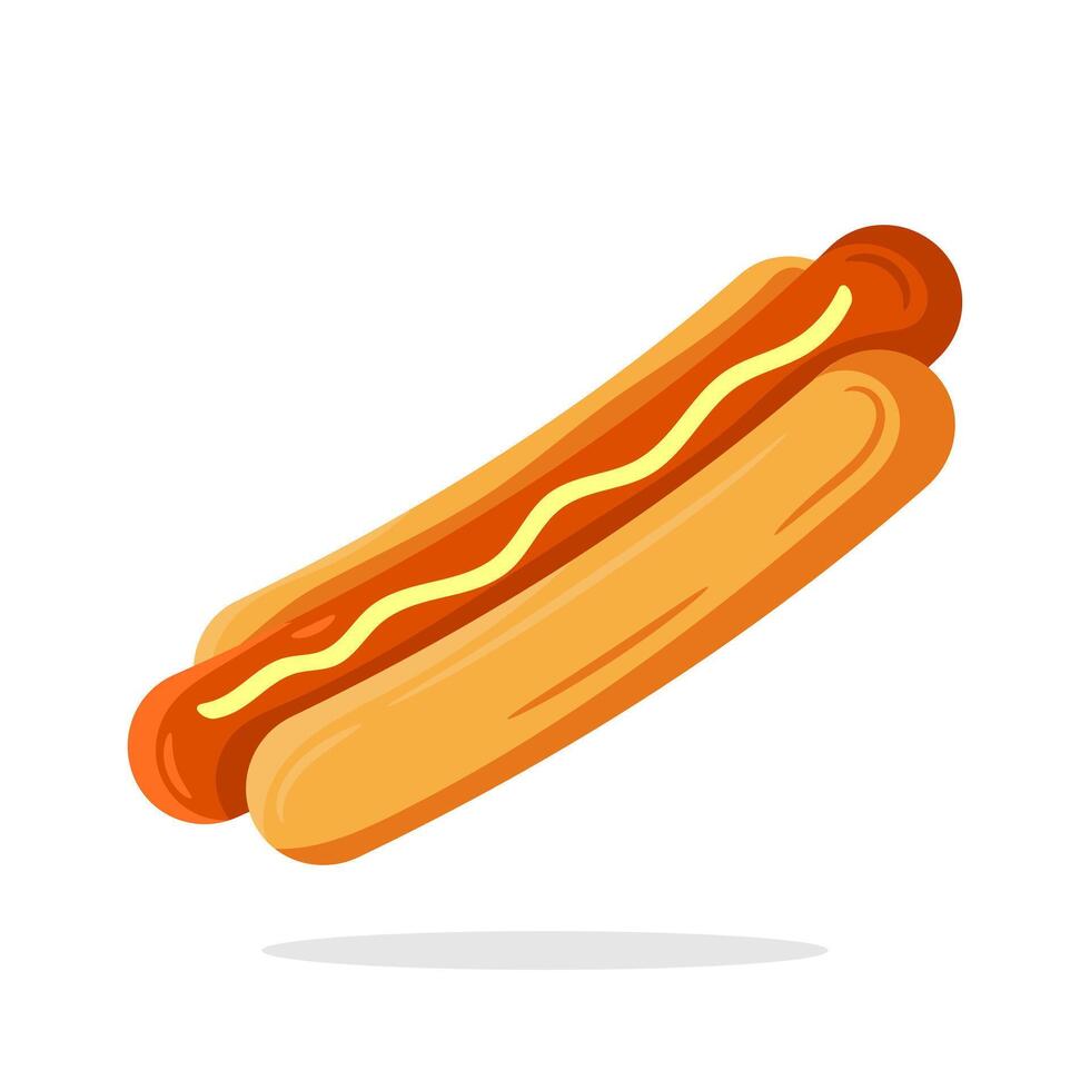 Hotdog flat design icon illustration. Fastfood hotdog flat design in cartoon style vector