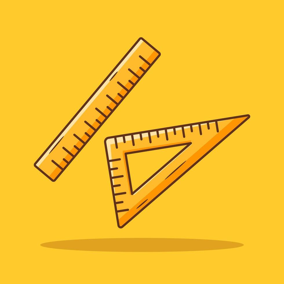 Flat illustration of a ruler in cartoon style. School item stationary vector