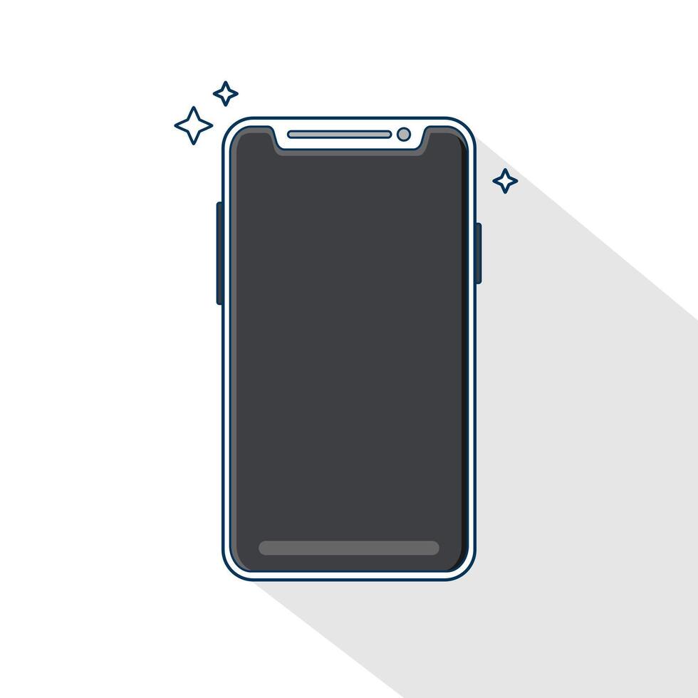 Illustration of a handphone in flat cartoon style. Technology icon design concept isolated. Cute cartoon illustration vector