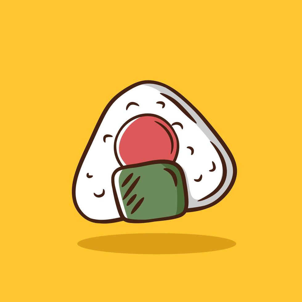 Illustration of a onigiri icon cartoon illustration. Japanese food icon concept isolated. Flat cartoon style vector