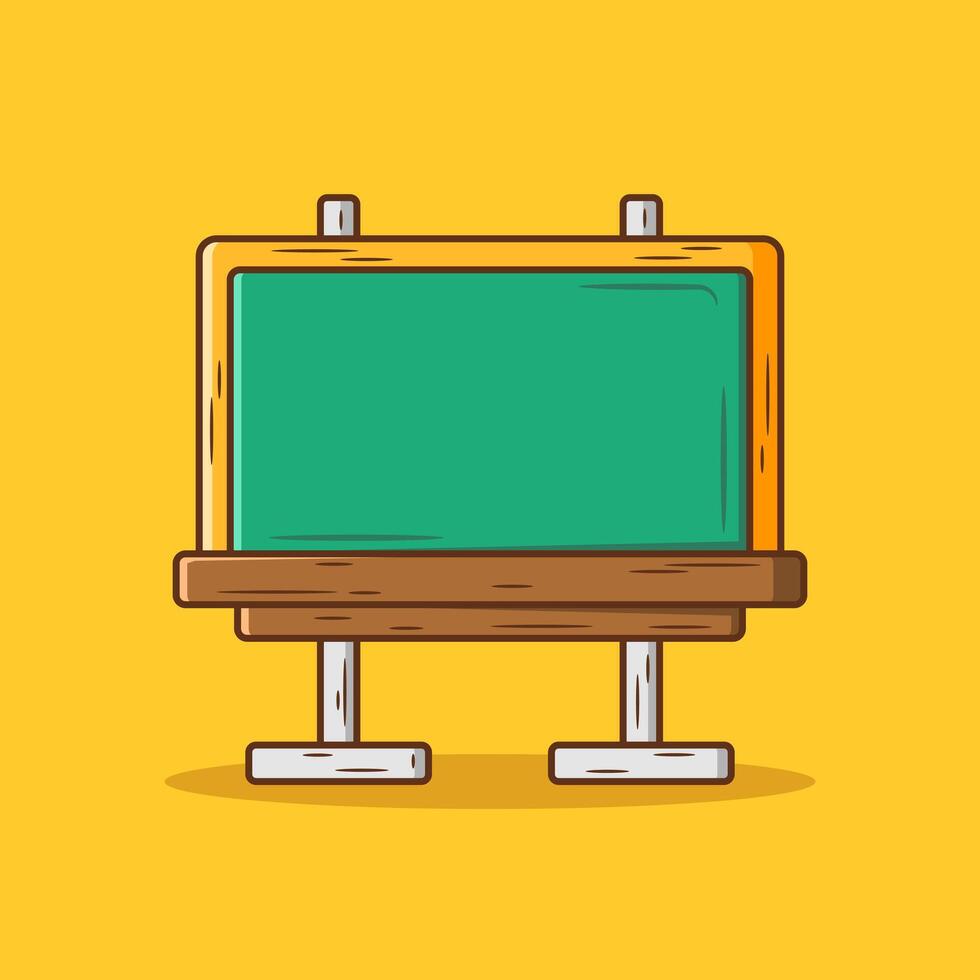 School blackboard illustration in flat cartoon style. School stationary icon concept isolated vector