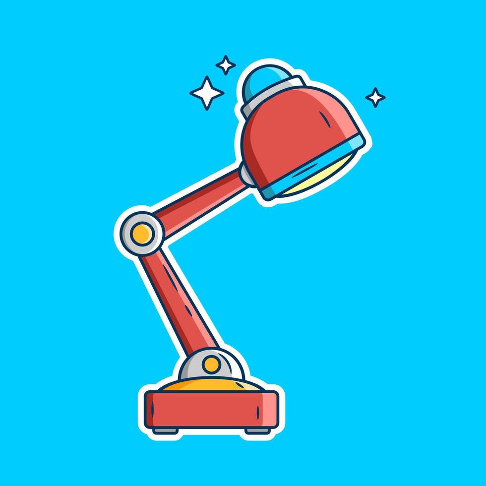 Desk lamp flat cartoon illustration. Technology icon design concept. Flat cartoon style vector