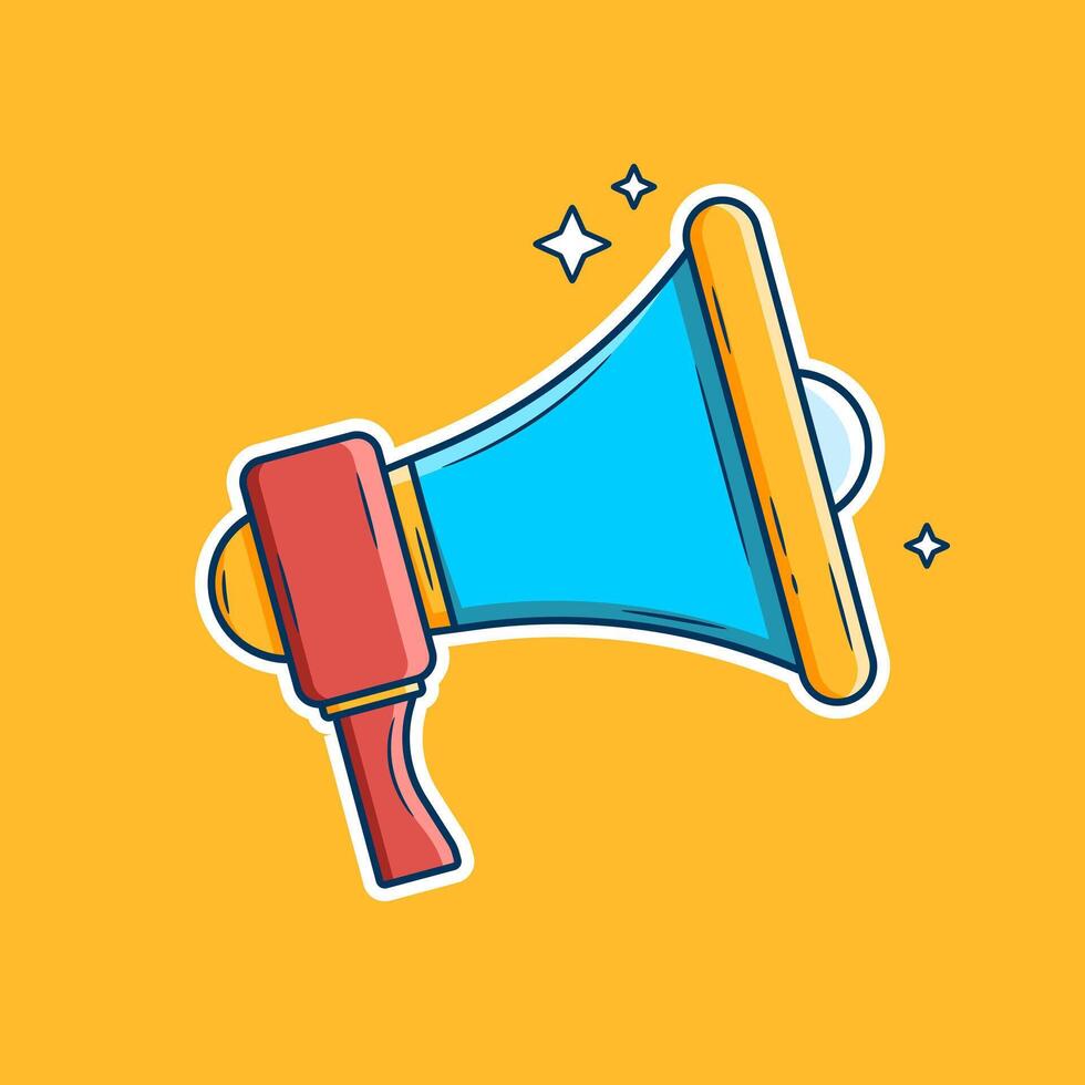 Illustration of a megaphone in flat cartoon style. Speaker icon concept vector