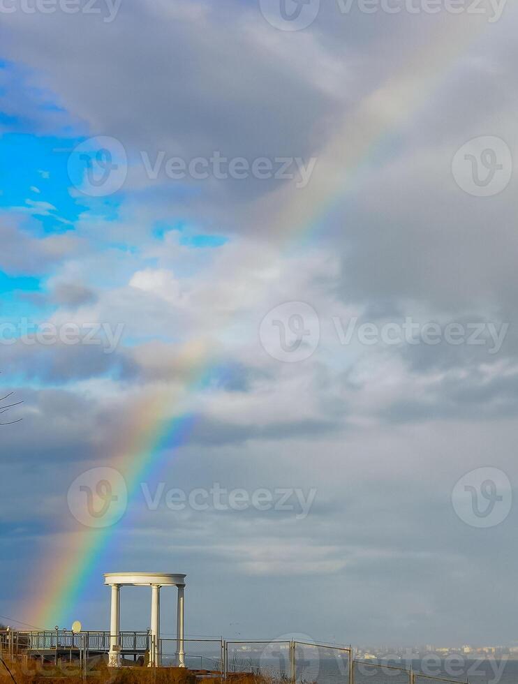 Multicolored rainbow over the sea, Black Sea photo