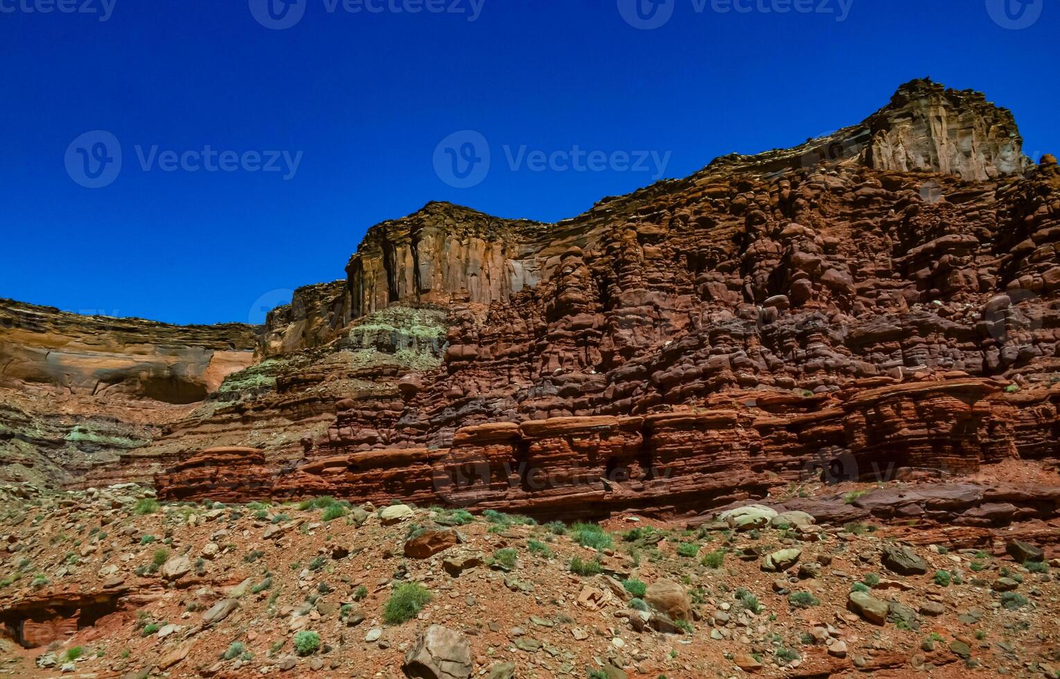 Layered geological formations of red rocks in Canyonlands National Park is in Utah near Moab. photo