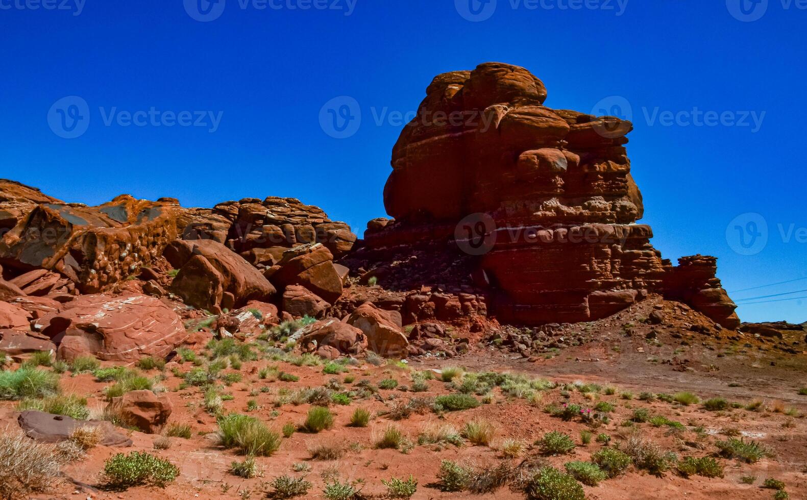 Layered geological formations of red rocks in Canyonlands National Park is in Utah near Moab. photo