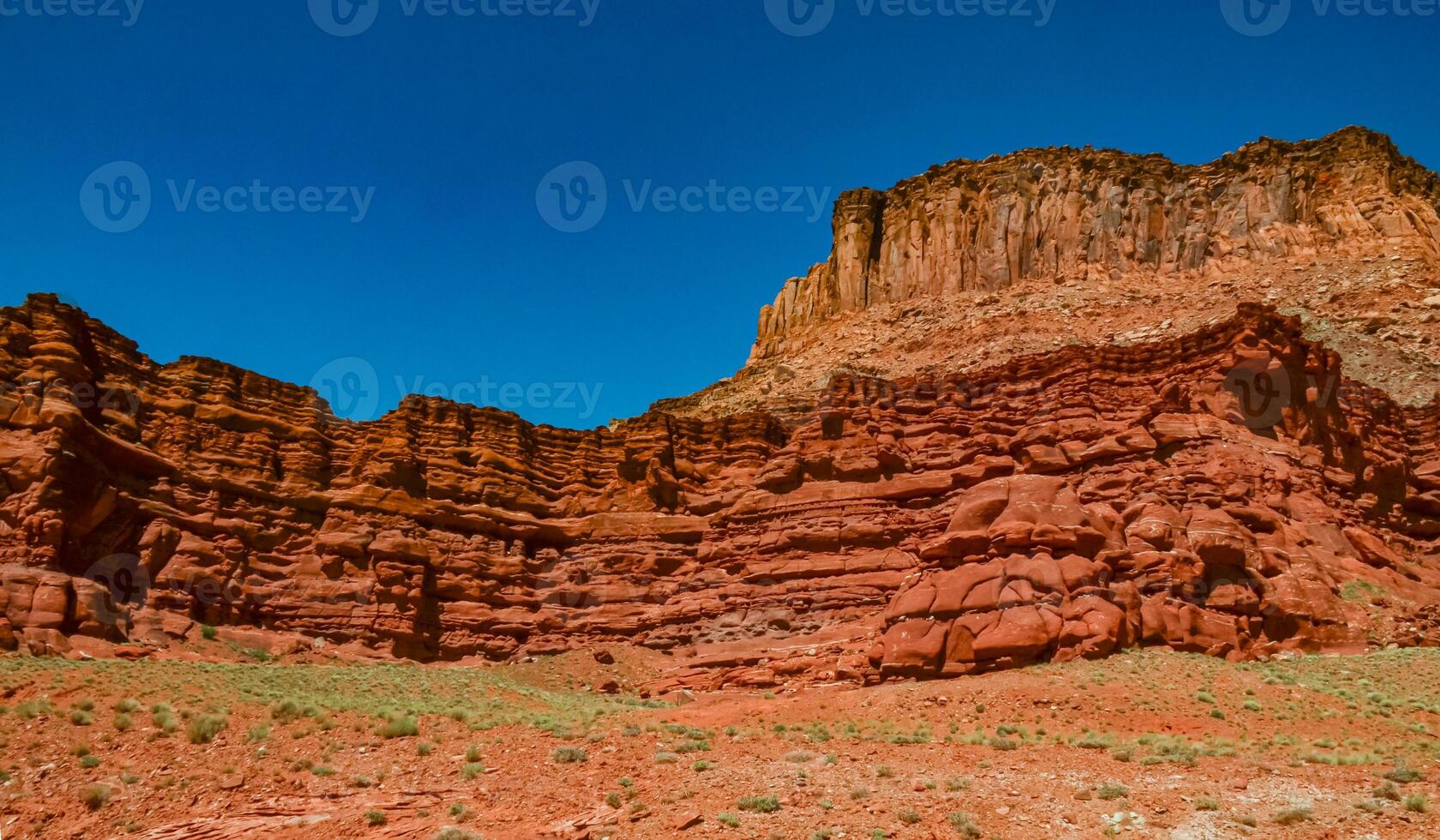 Layered geological formations of red rocks in Canyonlands National Park is in Utah near Moab. photo