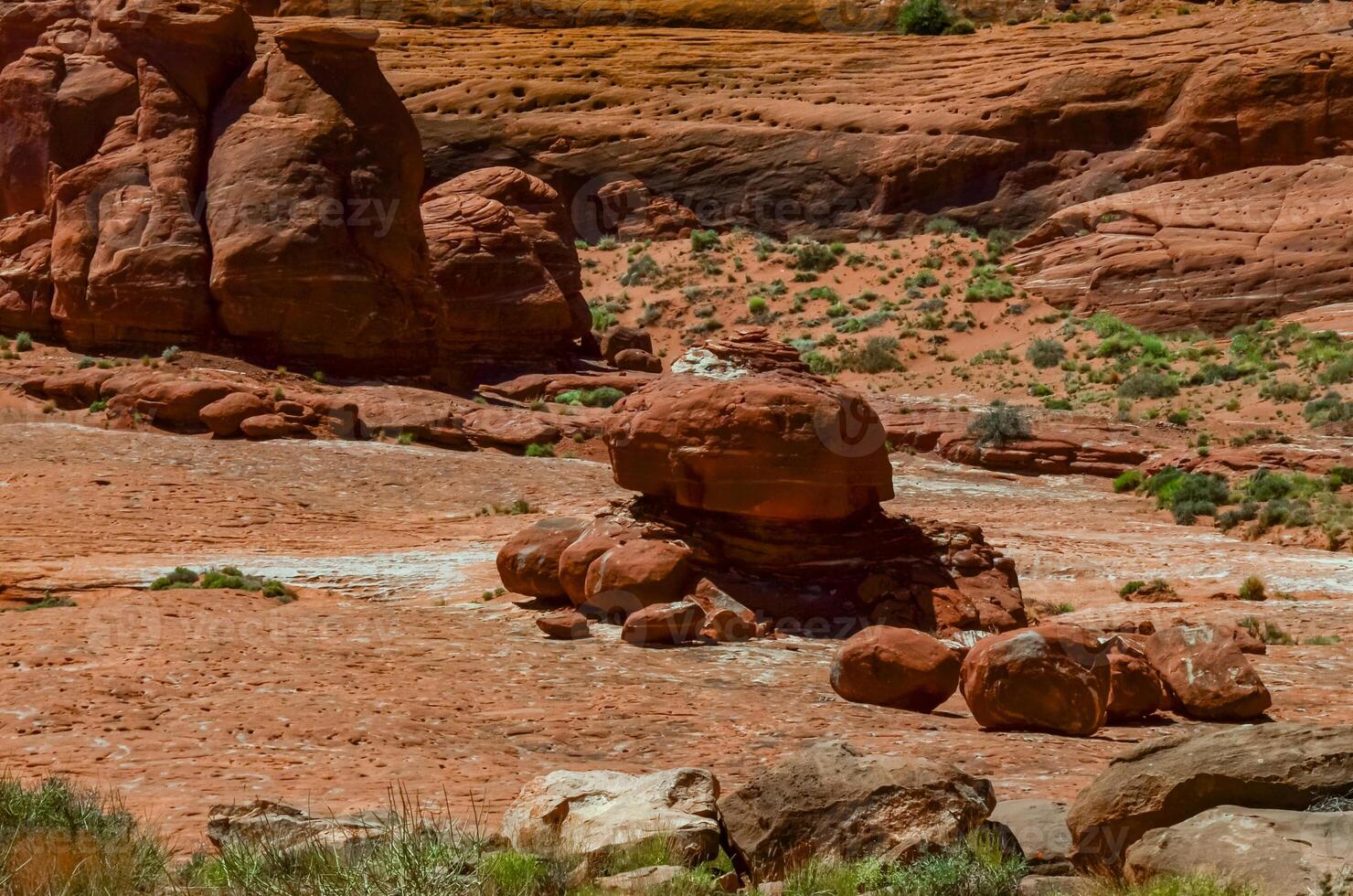 Layered geological formations of red rocks in Canyonlands National Park is in Utah near Moab. photo