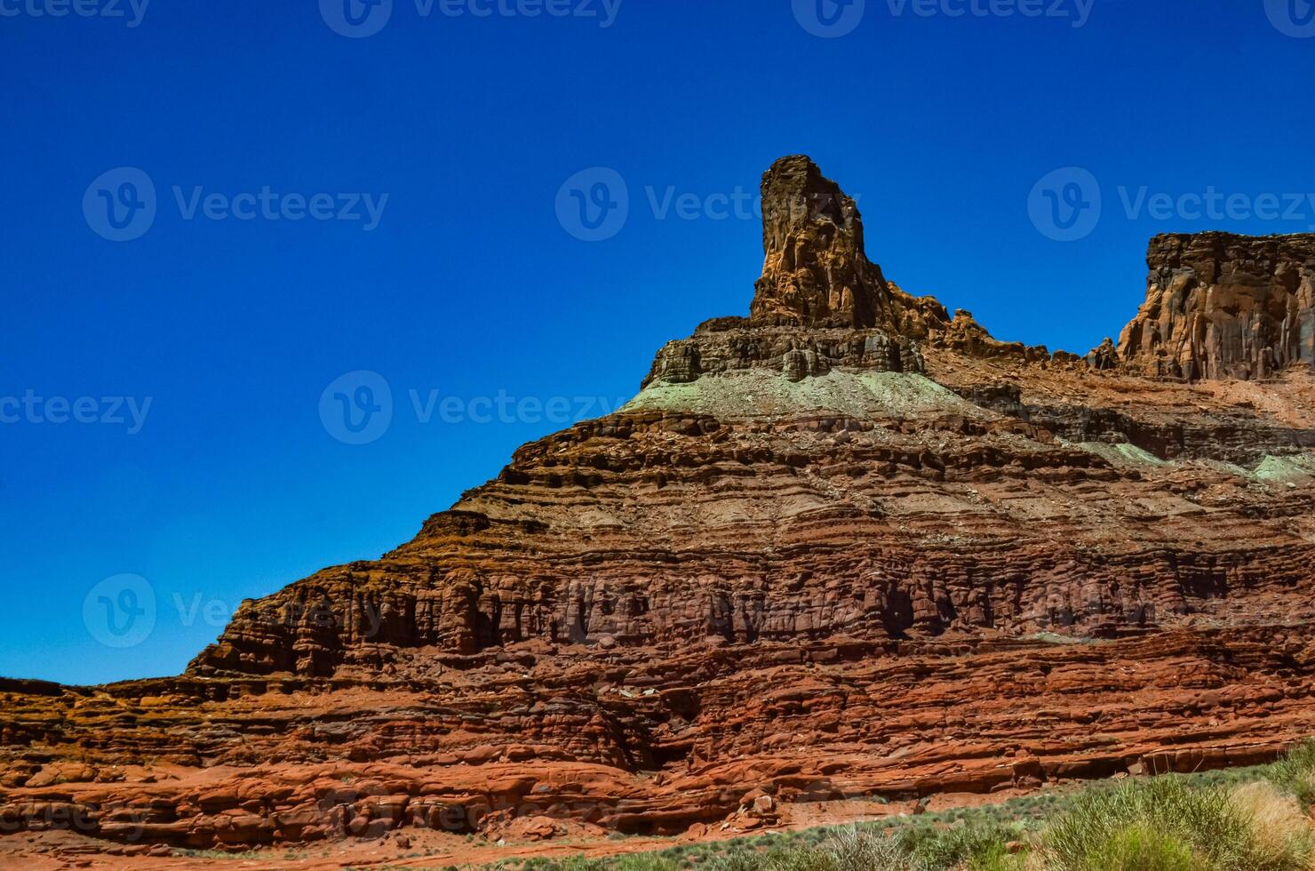 Layered geological formations of red rocks in Canyonlands National Park is in Utah near Moab. photo