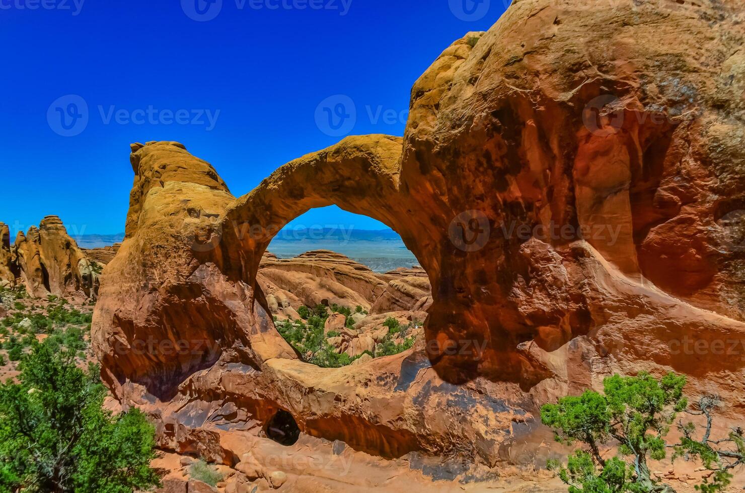 Oblique view of Double O Arch. Arches National Park, Utah, MOAB, US photo