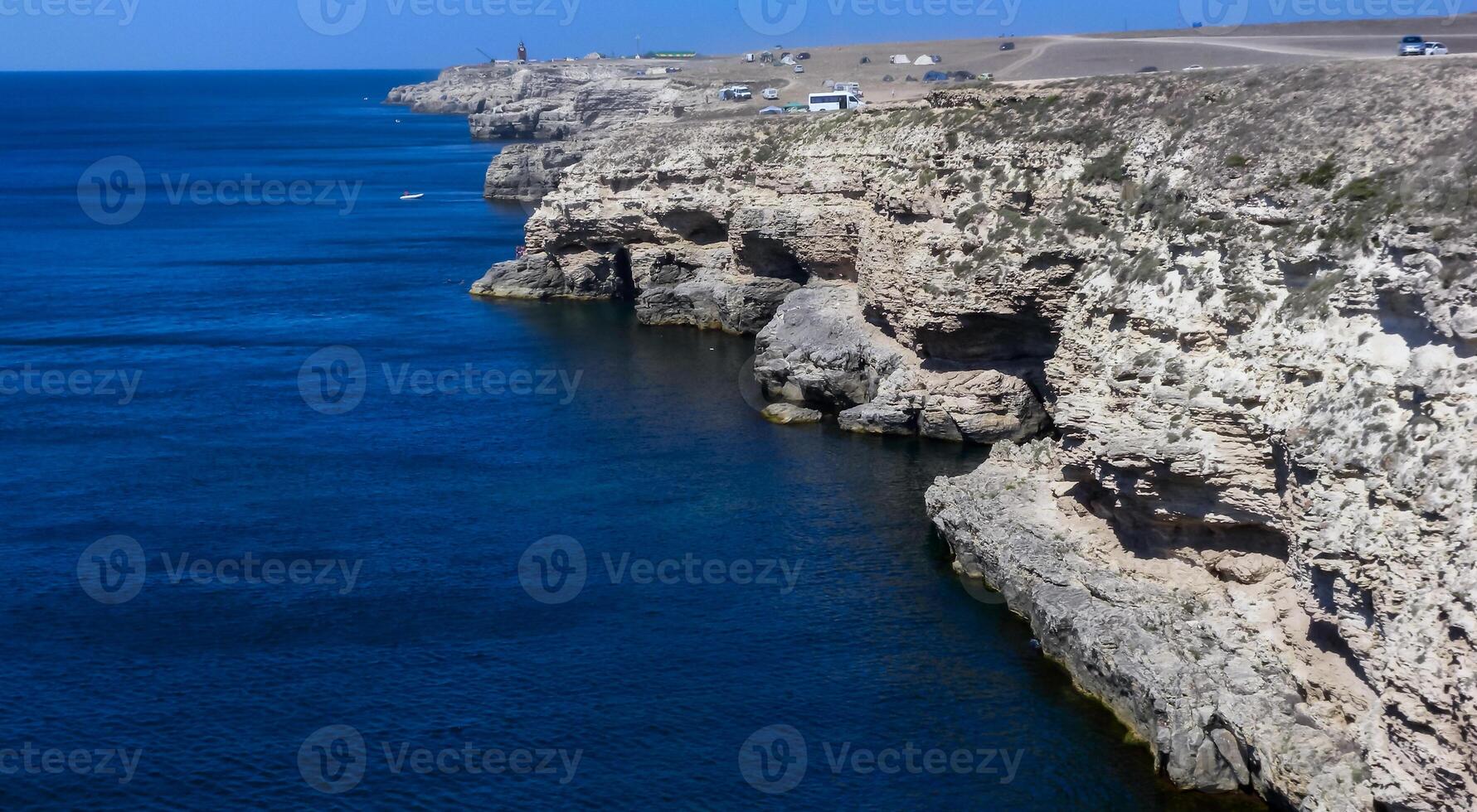 Black Sea near the Rocky coast of the Tarkhankut peninsula, western Crimea photo