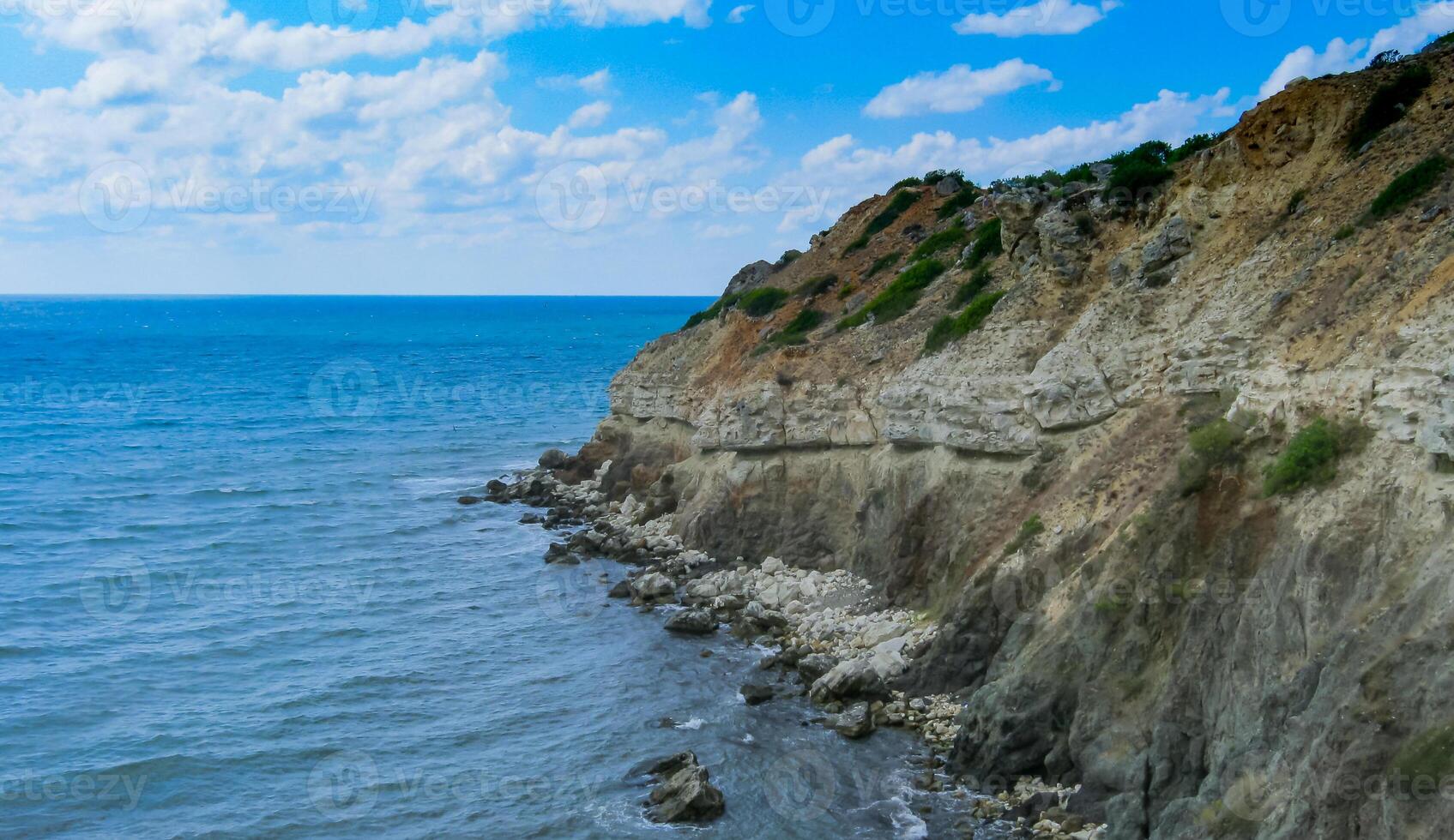 Black Sea near rocky shore in eastern Crimea. photo