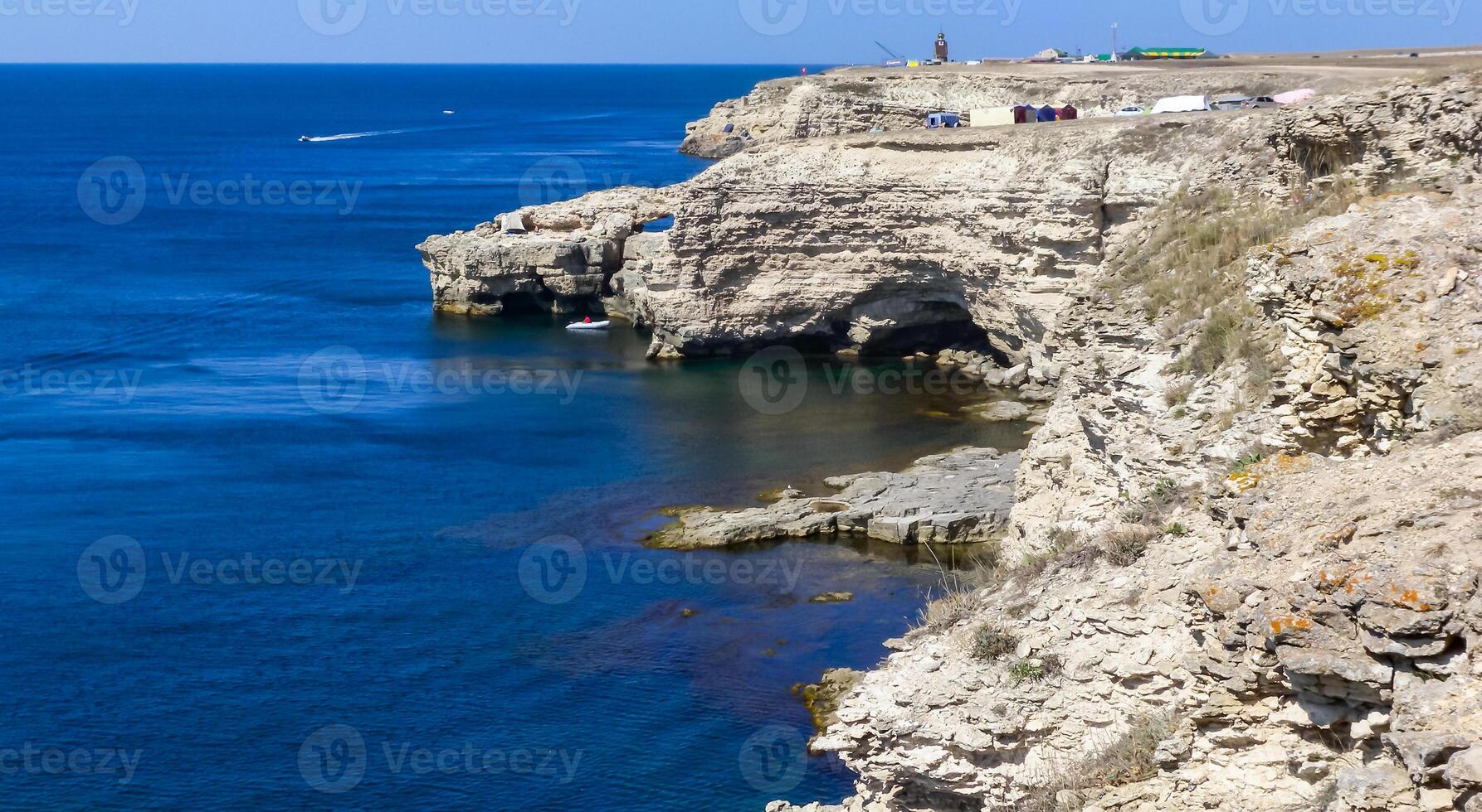 Black Sea near the Rocky coast of the Tarkhankut peninsula, western Crimea photo