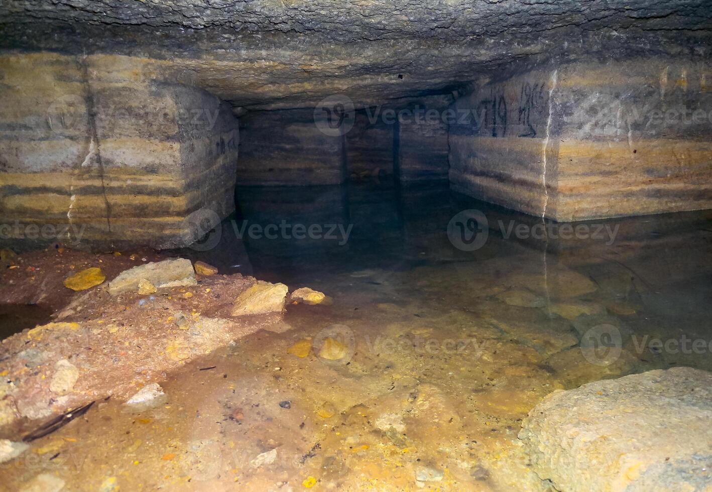 Odessa catacombs flooded with water, historical tourist site photo