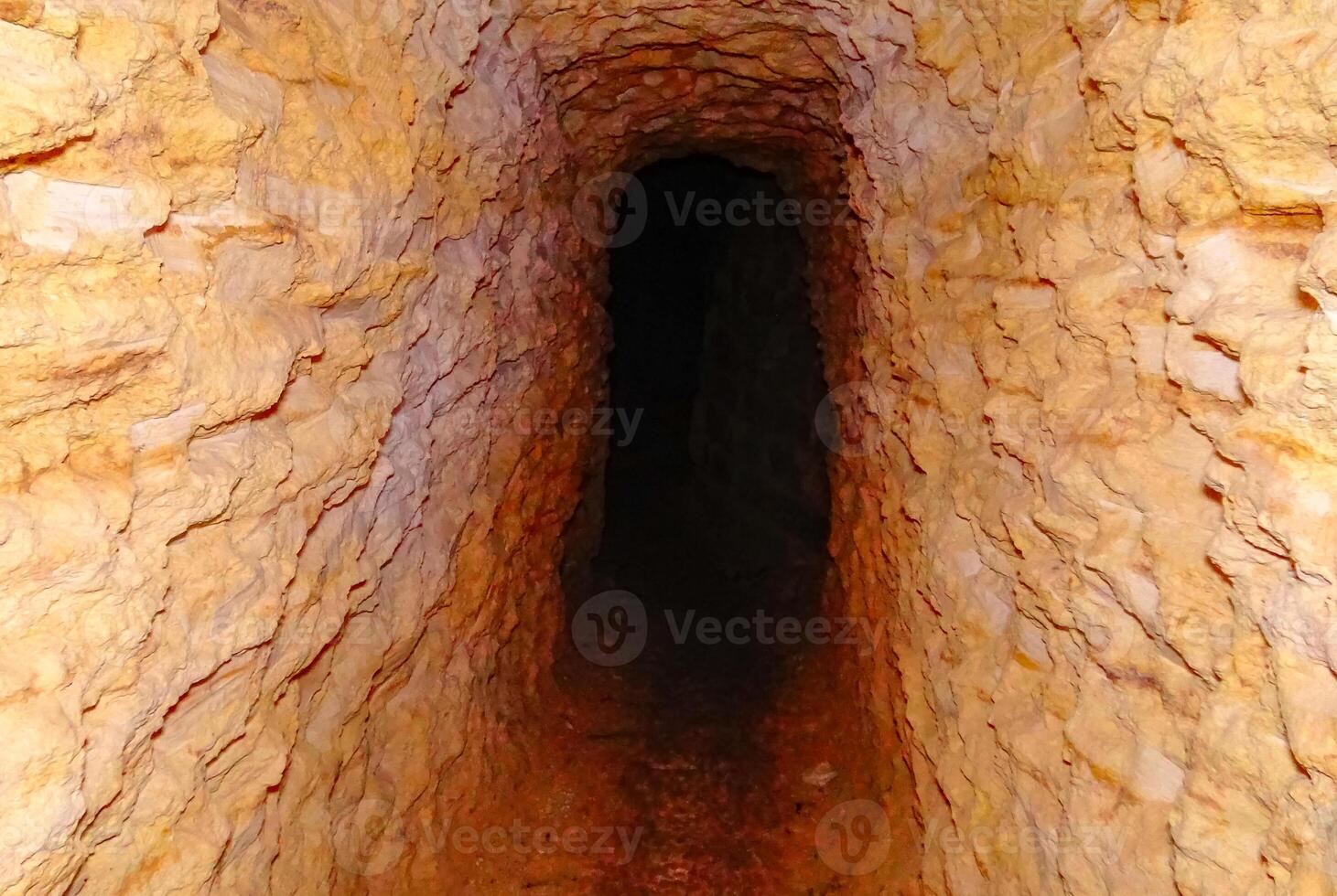 A tunnel carved into shell rock, Odessa catacombs of the 18th century photo
