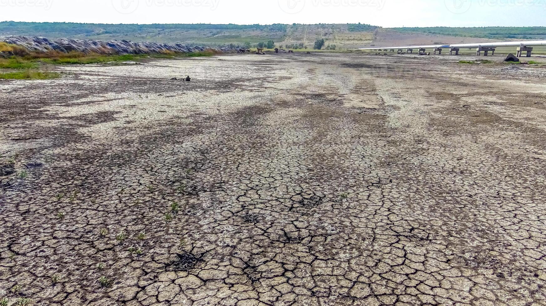 Dry cracked salty silt in the upper Kuyalnik estuary, Ukraine photo